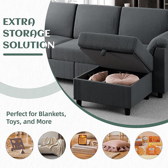 Vongrasig Convertible Sectional Sofa Couch, 3 Seat L Shaped Sofa - Image 5