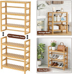 VASMIA 6-Tier Bamboo Shelf, Bamboo Storage Shelving Unit, Tall Bookcase - Image 6