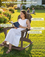 Outdoor Oversized Adirondack Rocking Chairs, All Weather HDPE Patio Rocking - Image 3