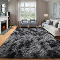 6x9 Area Rugs for Living Room Bedroom, Tie-Dyed Dark Grey Large Fluffy Bedside by ONASAR