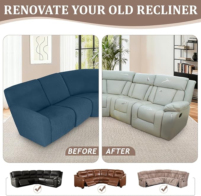 ALIECOM 100% Waterproof Recliner Sectional Couch Covers L Shape Stretch Corner - Image 7