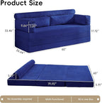5-in-1 Convertible Sofa Bed, Corduroy Futon Couch Sleeper - Image 2
