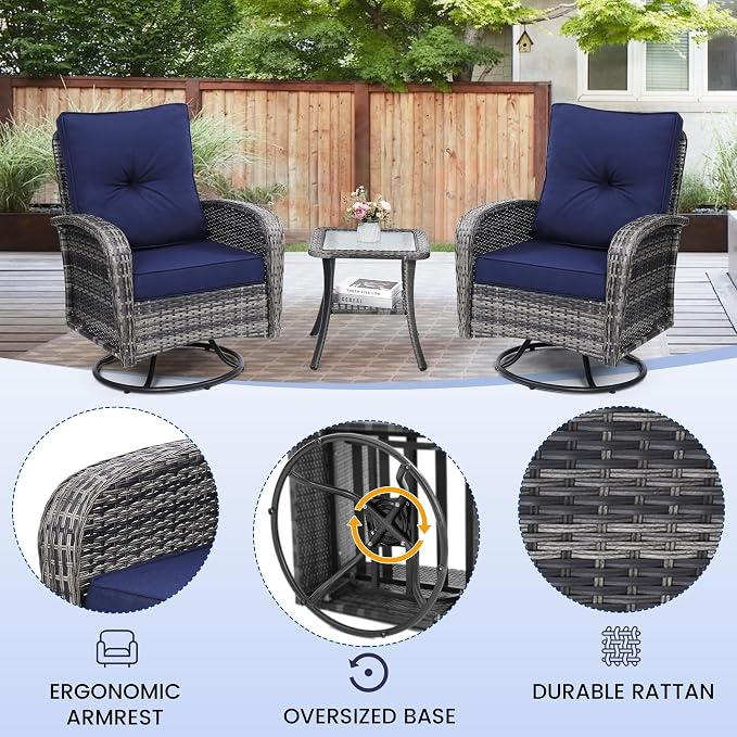wildformers Luxury Outdoor Swivel Wicker Glider Patio Chairs - Image 5