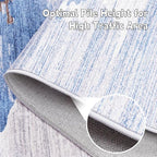 Area Rug 4x6 Dark Blue Rug Washable Boho Rugs Non Slip Low Pile Abstract Small - Image 6