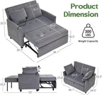 Sleeper Sofa Bed, 3 in 1 Convertible Sleeper Couch Bed Pull Out, Small Loveseat - Image 2