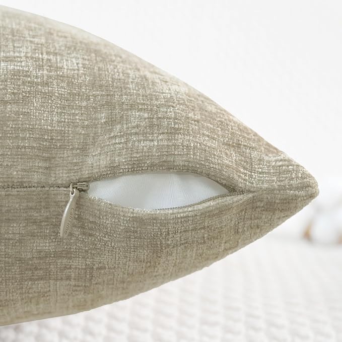 CaliTime Decorative Couch Throw Pillow Covers 20 X 20 Inches Light Taupe | Pack - Image 3