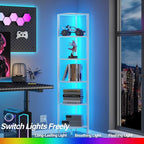 TUTOTAK Corner Shelf with LED Light, 6-Tier Corner Bookshelf - Image 3