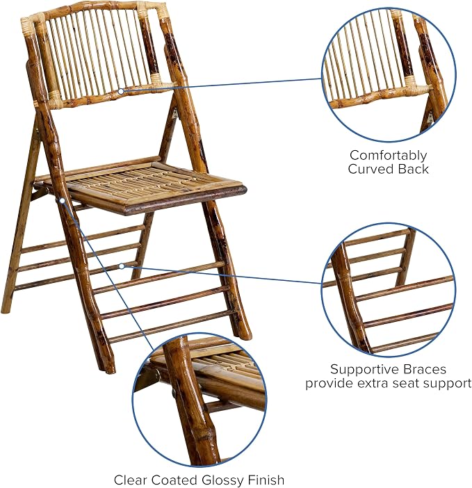 Flash Furniture Folding Bohemian Bamboo Chairs - Image 6