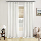 86 Inch Pinch Pleated Linen Curtains 2 Panels 40x86 Beige White | Memory - Image 8