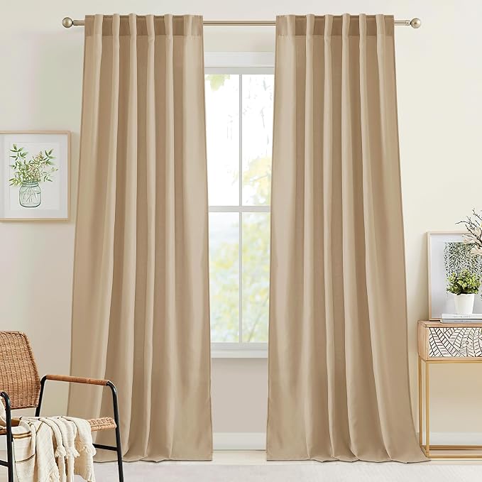 RYB HOME Farmhouse Boho Linen Sheer Curtains 90 inches Long by RYBHOME