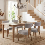 HNY Set of 4 Mid Century Modern Dining Chairs, Farmhouse Linen Fabric - Image 7