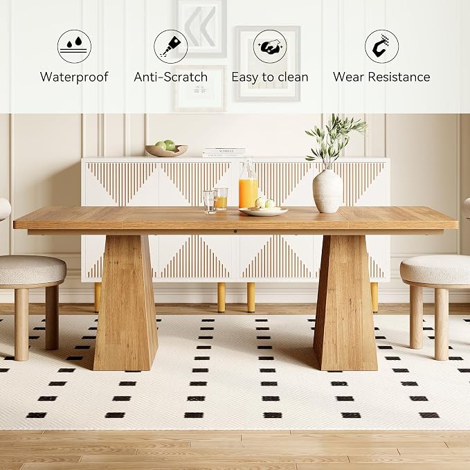 LITTLE TREE Dining Table for 6 People, Wooden Dining Table, Rectangle Table - Image 7