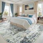 9x12 Washable Area Rug for Living Room Bedroom: Non-Slip Modern Black Gray | - Image 2