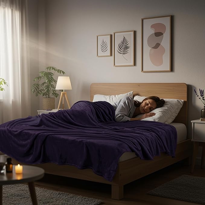 Utopia Bedding Ultra Soft Fleece Bed Blanket Throw Size Purple | Microfiber - Image 6