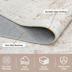 4x6 Washable Area Rug for Living Room Bedroom: Non-Slip Modern Beige White | - Image 5