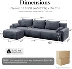 GRUSIGN 118'' Sectional Boneless Oversize Modular Couches, Curved Cloud - Image 2