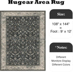 9x12 Black Beige Vintage Floral Washable Area Rug - Image 2