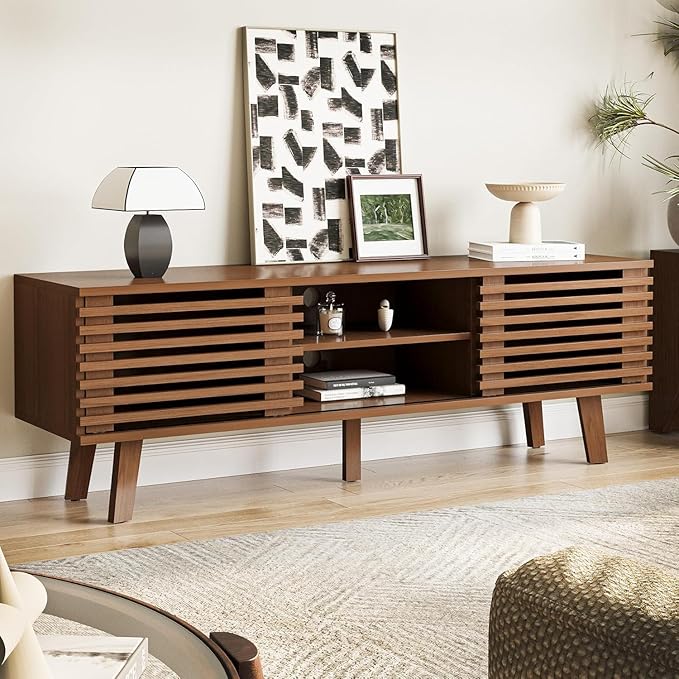 MAISONARIA Living Room Table Sets of 4, Mid Century Coffee Table & TV Stand & - Image 3