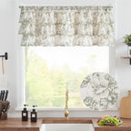 jinchan Ruffled Floral Valance Linen Shabby Chic Small Window Curtain 18 Inch - Image 2