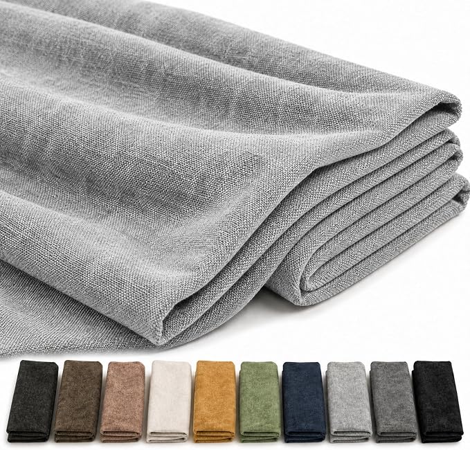 Mini Chenille Linen Blend Upholstery Fabric by the Yard, 57 Inch Wide Soft by Laklinlin