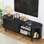 63" TV Stand with Power Outlet, Modern Media Console with Sliding Doors - Image 3