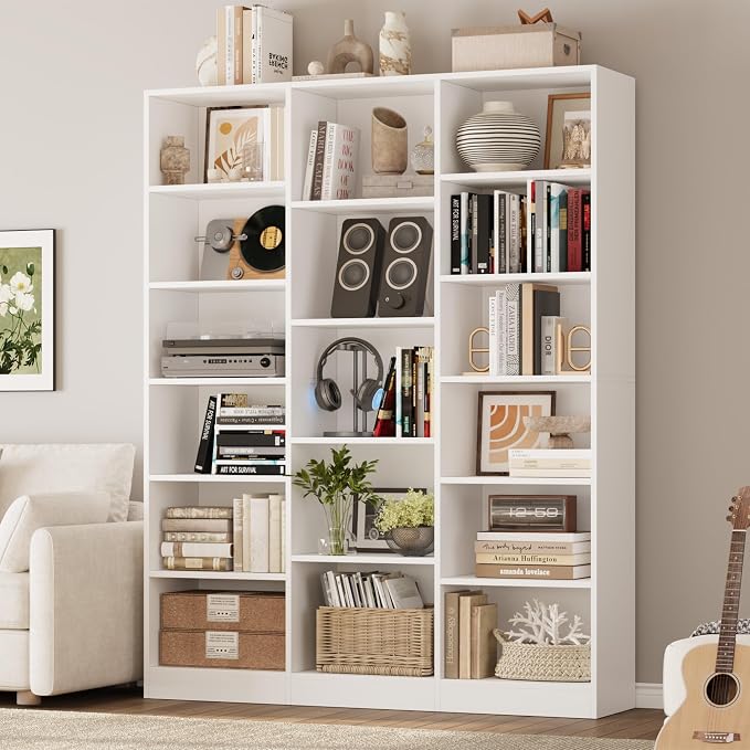 FACBOTALL Triple Wide Bookshelf, 6 Tier Large Bookshelf, Bookcase - Image 5