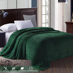 Exclusivo Mezcla Soft Waffle Fleece Bed Blanket Twin Size, Forest Green | - Image 3
