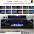 oneinmil 80” TV Stand with 36” Electric Fireplace, Large Modern Media - Image 3