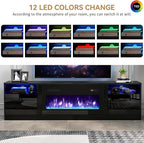 oneinmil 90” TV Stand with 50” Electric Fireplace, Large Modern Media - Image 3