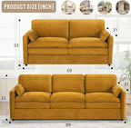 Comfy Chenille Sofa Set with Well-Filled Pillows, Modern 3 Seater and Loveseat - Image 3