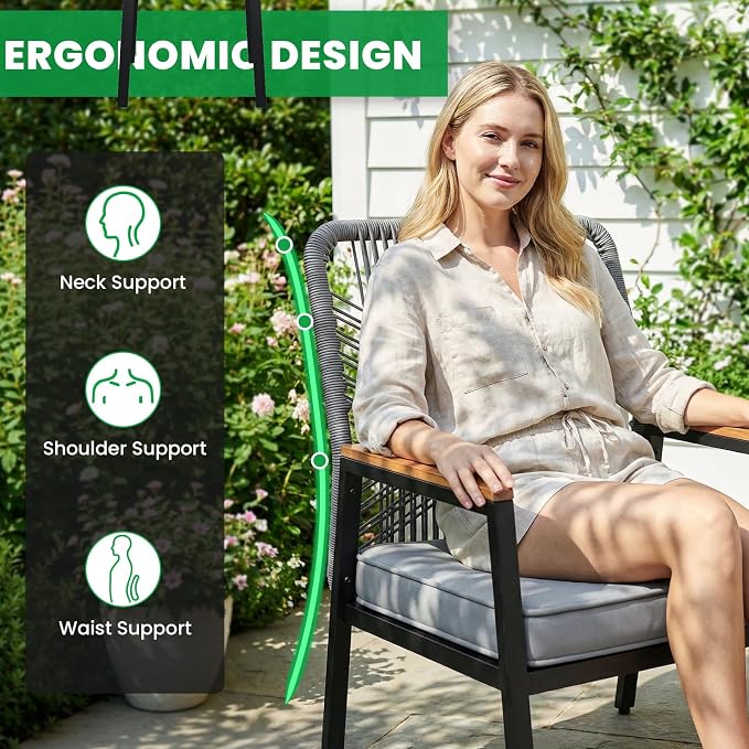 LIFERUN 3-Piece Patio Furniture Set, 2 Outdoor Rattan Chairs - Image 5