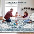 Rugflix 9x12 Area Rugs for Living Room, Washable Light Blue Large Rug | Machine - Image 9