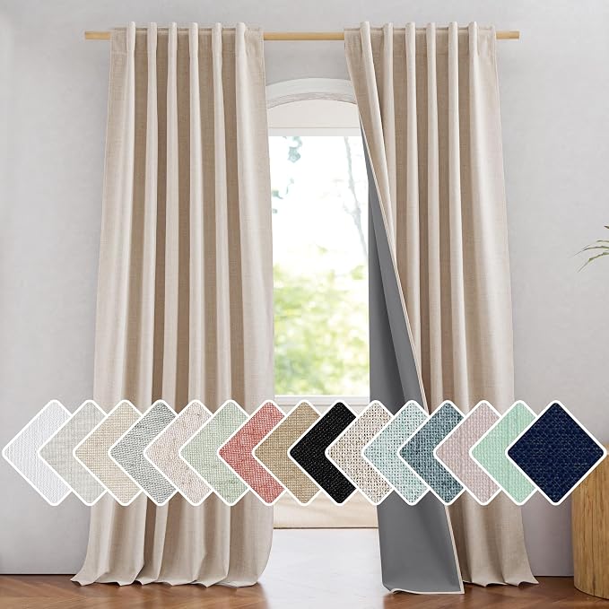 NICETOWN 100% Black Out Curtains 84 inch Long, Thick Linen Blend Rod Pocket & - Image 9