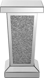 Silver Mirrored End Table with Crystal, Modern Side Accent Table, Square Small - Image 9