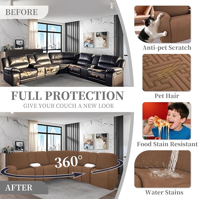 100% Waterproof Sectional Recliner Couch Covers - Image 6