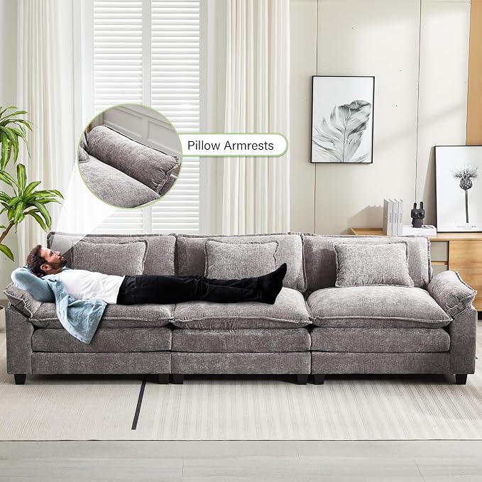 Oprisen 120" Modular Sectional Sofa, Comfy Cloud Couch Sectional Sofa, Chenille - Image 5