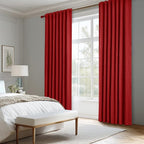 MIULEE 100% Blackout Linen Curtains 42 x 84 Inch Christmas Red 2 Panels | - Image 8