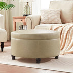 30-Inch Round Storage Ottoman, Modern Ottoman Coffee Table by MIQMICMIK