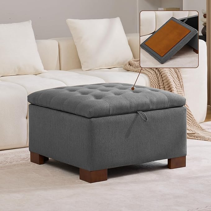 WUTUTUEE 30" Fabric Square Storage Ottoman by WUTUTUEE