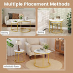 Giantex Nesting Coffee Table Set of 2, Round Stacking Side Tables - Image 5