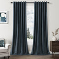 100% Blackout Linen Curtains 102 Inch Length 2 Panels Set by Guken