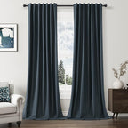100% Blackout Linen Curtains 96 Inch Length 2 Panels Set by Guken