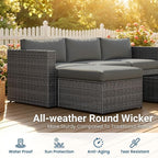 Wisteria Lane 5-Pieces Outdoor Patio Furniture Set, All Weather Wicker Rattan - Image 3