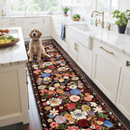 Black Brown Floral Hallway Runner Rug 2x6 by WelcometoBabovid