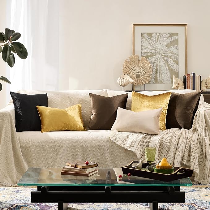 GIGIZAZA Brown Velvet Pillow Covers 20x20 Decorative Pillows Pack of 2 | Throw - Image 6
