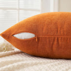MIULEE Fall Orange Chenille Couch Throw Pillow Covers, 16x16 | Set of 2 - Image 3