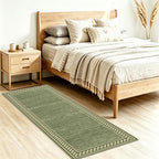 Faux Linen Washable Runner Rug Absorbent Surface 2x6 Moss Green | Non-Slip TPR - Image 9