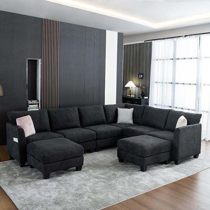 122.8" Large Sectional Couches for Living Room, 6 Seater L Shaped Modular by ZXDesign