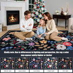 PLHXFR 2x3 Small Entryway Rug: Floral Washable Indoor Soft Carpet Black | - Image 9