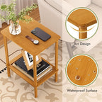 2-Tier Small Side Table, Narrow Entryway Table, Bedside End Table, Bamboo Night - Image 3